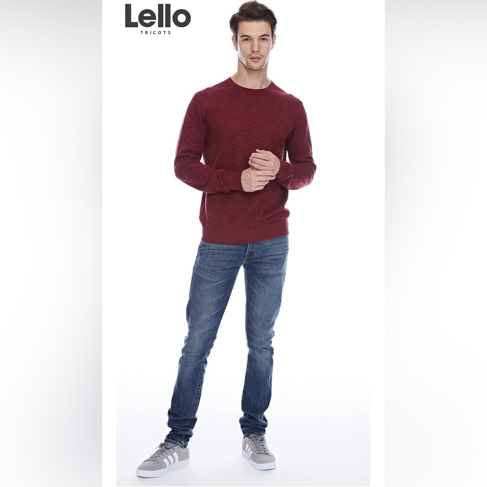 XXL Lello Men‘s Soft Linen Cotton Spring Summer Crewneck Lightweight Sweater